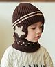 Ziory Star Designed Beanie Cap & Scarf Set - Brown