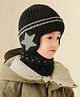 Ziory Set Of 2 Star Designed Beanie Cap & Scarf Set - Black