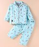 Enfance Core Cotton Woven Full Sleeves Hot Air Balloon & Rabbit Printed Coordinating Night Suit Set - Light Blue