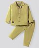 Enfance Core Cotton Woven Full Sleeves Solid Coordinating Night Suit Set - Green