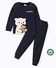 BLUSHES 100% Cotton Knit Full Sleeves Polar Bear & Penguin Printed Coordinating Night Suit - Navy Blue