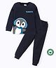 BLUSHES 100% Cotton Knit Full Sleeves Penguin Printed Night Suit Set - Navy Blue