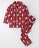 BLUSHES 100% Cotton Knit Full Sleeves Ice Cream Printed Coordinating Night Suit Set - Maroon