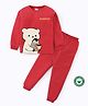 BLUSHES 100% Cotton Knit Full Sleeves Polar Bear & Penguin Printed Night Suit - Red