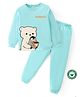 BLUSHES 100% Cotton Knit Full Sleeves Polar Bear & Penguin Printed Night Suit - Sea Green