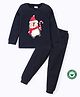 BLUSHES 100% Cotton Knit Christmas Theme Full Sleeves Penguin Printed Night Suit - Navy Blue