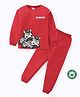BLUSHES 100% Cotton Knit Full Sleeves Zebras Printed Night Suit Set - Red