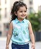 Babyhug Rayon Woven Sleeveless Top with Floral Print - Light Blue
