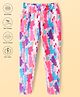 Pine Active Knit Full Length Super Stretch Leggings With Abstract Print - Dark Pink
