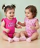Babyoye Interlock Knit Frill Sleeves Onesies With Floral & Text Print Pack of 2 - Dark & Light Pink