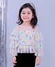 Lil' Drama Full Bell Sleeves Butterfly Glitter Printed Layered Top - White