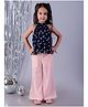 Lil' Drama Sleeveless Hearts Foil Printed Top & Pant Set - Navy Blue & Pink