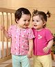 Babyoye 100% Cotton Knit With Eco Jiva Finish Half Sleeves Front Open Vests With Floral & Heart Print Pack of 2 - Dark & Medium Pink