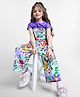 Ollington St. 100% Cotton Floral Printed Dungaree & Half Sleeves Inner Top - Multicolour & Purple