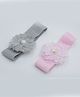 Pihoo Set 0f 2 Floral Applique Detailed & Pearl Embellished Headbands - Pink & Grey
