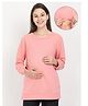 The Mom Store Cotton Full Sleeves Solid Maternity Sweatshirt With Nursing Access - Pink