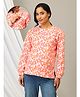 The Mom Store Cotton Full Sleeves Floral Printed Maternity Top With Nursing Access - Pink