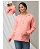 The Mom Store Full Sleeves Solid Maternity Hoodie With Concealed Zipper Nursing Access - Pink