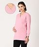 The Mom Store Cotton Full Sleeves Solid Maternity Sweatshirt With Zipless Nursing Access - Pink