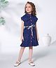 Ministitch Denim Cap Sleeves Solid Dress - Ink blue