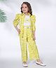 Ministitch Three Fourth Sleeves Abstract Printed Shirt & Coordinating Pant With Top Set - Lemon Yellow