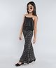 Taffykids Sleeveless Chain Strap Detailed Layered Party Crop Top With Sequins Embellished Pant Set - Black