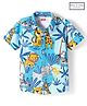 Babyhug Cotton Knit Half Sleeves Shirt with Animal Print - Blue