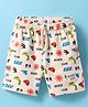 Doreme Terry Knit Knee Length Shorts With Beach Theme Print - Cream