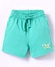 Doreme Terry Knit Knee Length Shorts with Text Print - Turquoise