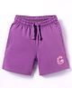 Doreme Terry Knit Knee Length Shorts with Text Print - Purple