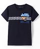 Doreme Single Jersey Knit Half Sleeves T-Shirt With Text Print - Black