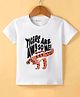 Doreme Single Jersey Knit Half Sleeves T-Shirt With Tiger & Text Print - White