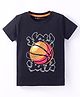 Doreme Single Jersey Knit Half Sleeves T-Shirt with Basketball Print - Black