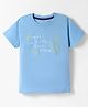 Doreme Single Jersey Knit Half Sleeves T-Shirt with Text Print - Light Blue