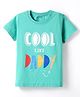 Doreme Single Jersey Knit Half Sleeves T-Shirt with Text Print - Turquoise