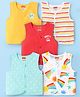 Babyhug Cambric Woven Front Open Sleeveless Vests With Striped & Star Print Pack Of 5 - Multicolour