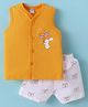Tango Single Jersey Knit Sleeveless Shorts Night Suit With Bunny Print - Yellow