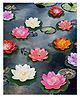 Homesake Artificial Floating Lotus Flowers with Lily Pad lifelike décor for home, garden, pond, and Puja, Set of 6 multicolor