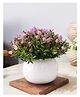 Homesake Artificial Ice Italian Rose Bunch White Metal Pot stylish violet floral arrangement for table centerpieces (Set of 1)