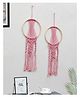 Homesake Macrame Dream Catchers large boho wall hanging with wood beads and tassels, bedroom décor and gifts, Set of 2 Pink