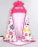 Doodle Poodle 100% Cotton Interlock Knit Hooded Bath Towel  with Floral Print L 83 x B 82 cm - White & Dark Pink
