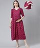 Swishchick Half Sleeves Bandhani Designed Maternity Dress With Concealed Zipper Nursing Access - Magenta