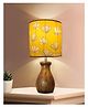 Homesake Dovel Pot Modern Table Lamp, Wooden Base Modern Fabric Lampshade for Home Office Cafe Restaurant, Dovel Pot, Hibiscus