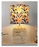 Homesake Modern Table Lamp, Wooden Base Modern Fabric Lampshade for Home Office Cafe Restaurant Ribbed Basket Multicolor Leaf