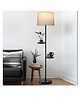 Homesake Dual Shelf Floor Lamp with Fabric Shade Nightstand Reading Floor Lamp with Shelves, Living Room Office Bedroom Jute