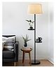 Homesake Dual Shelf Floor Lamp with Fabric Shade Nightstand Reading Floor Lamp with Shelves, Living Room Office Bedroom Beige
