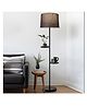 Homesake Dual Shelf Floor Lamp with Fabric Shade Nightstand Reading Floor Lamp with Shelves, Living Room Office Bedroom Grey