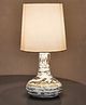 Homesake Small Table Lamp for Bedroom, Living Room, Simple Retro Wood Farmhouse Bedside for Nightstand, Gift Teardrop White Distress
