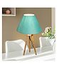 Homesake Wood Tripod Small Table Lamps Rustic Antique Dimmable Bedside Linen Beige Lampshade Nightstand Living Room Aqua Blue