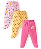 Babyhug Cotton Knit Full Length Bootie Leggings with Floral & Hearts Print Pack of 3 - Pink Yellow & Light Pink